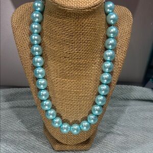 Artisan Made Ceramic Glass Blue Beaded Necklace
